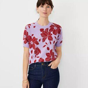 Ann Taylor Floral Jacquard Wedge Sweater Tee